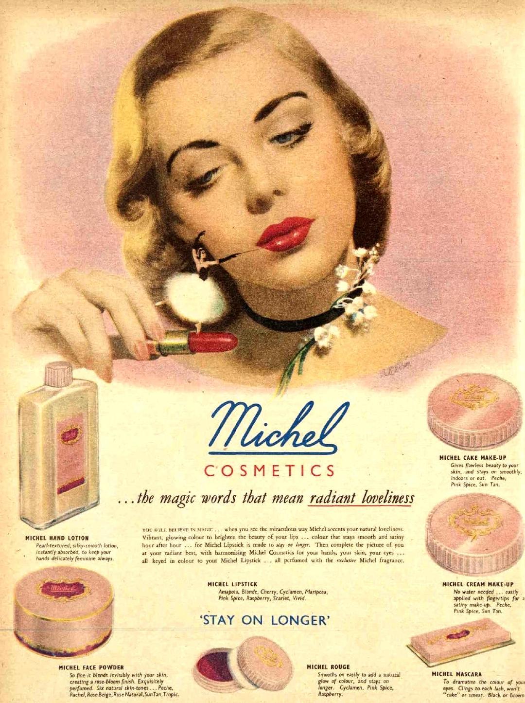1950年代Michel cosmetics的化妆品广告