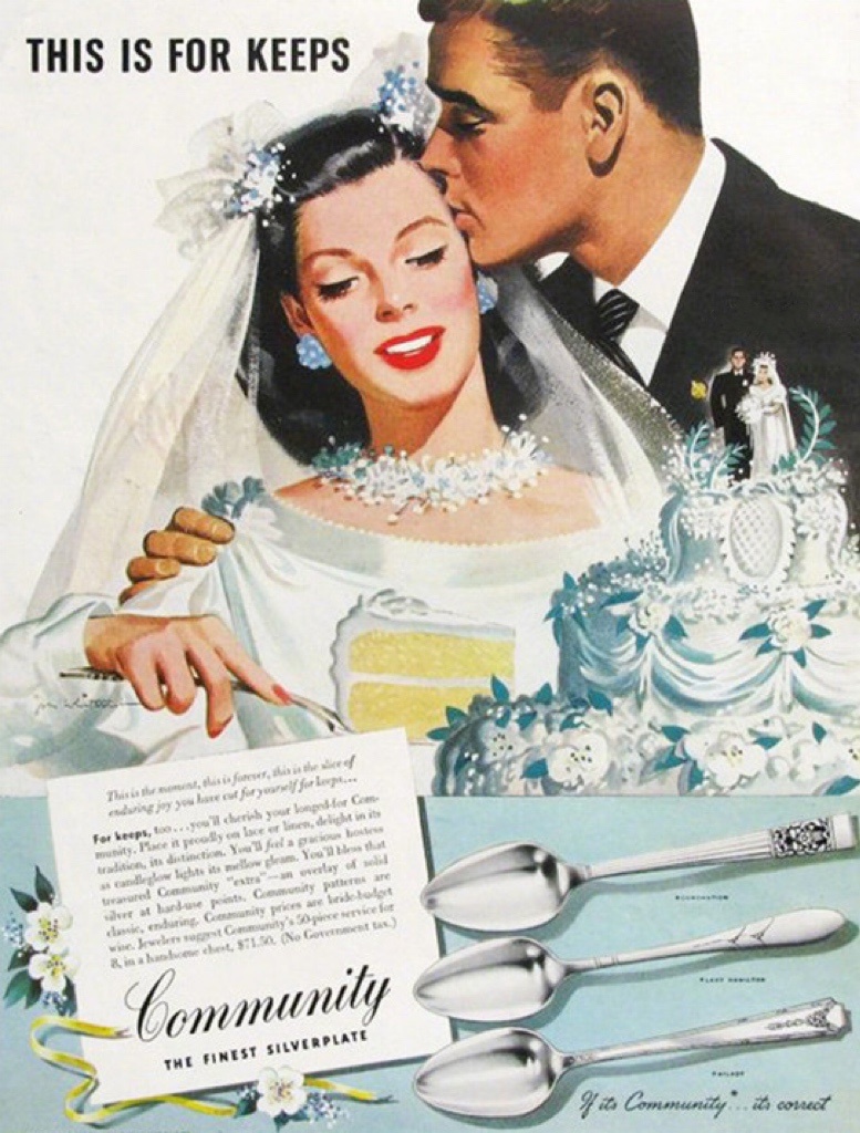 1950年代左右Community以新娘为主题的银器广告