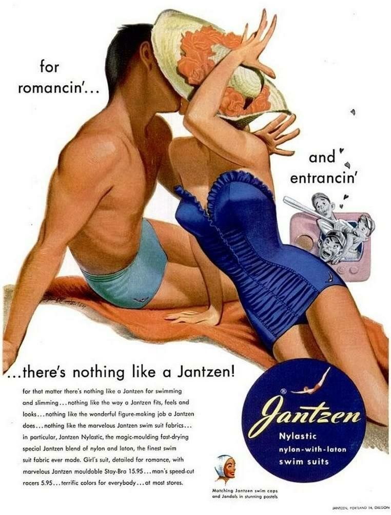 美国的Jantzen品牌在1950年代的女士泳衣广告