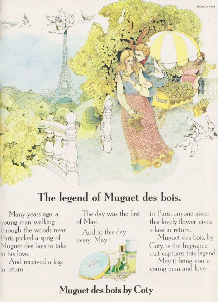 1970年代科蒂铃兰木香水（Muguet des bois）的广告