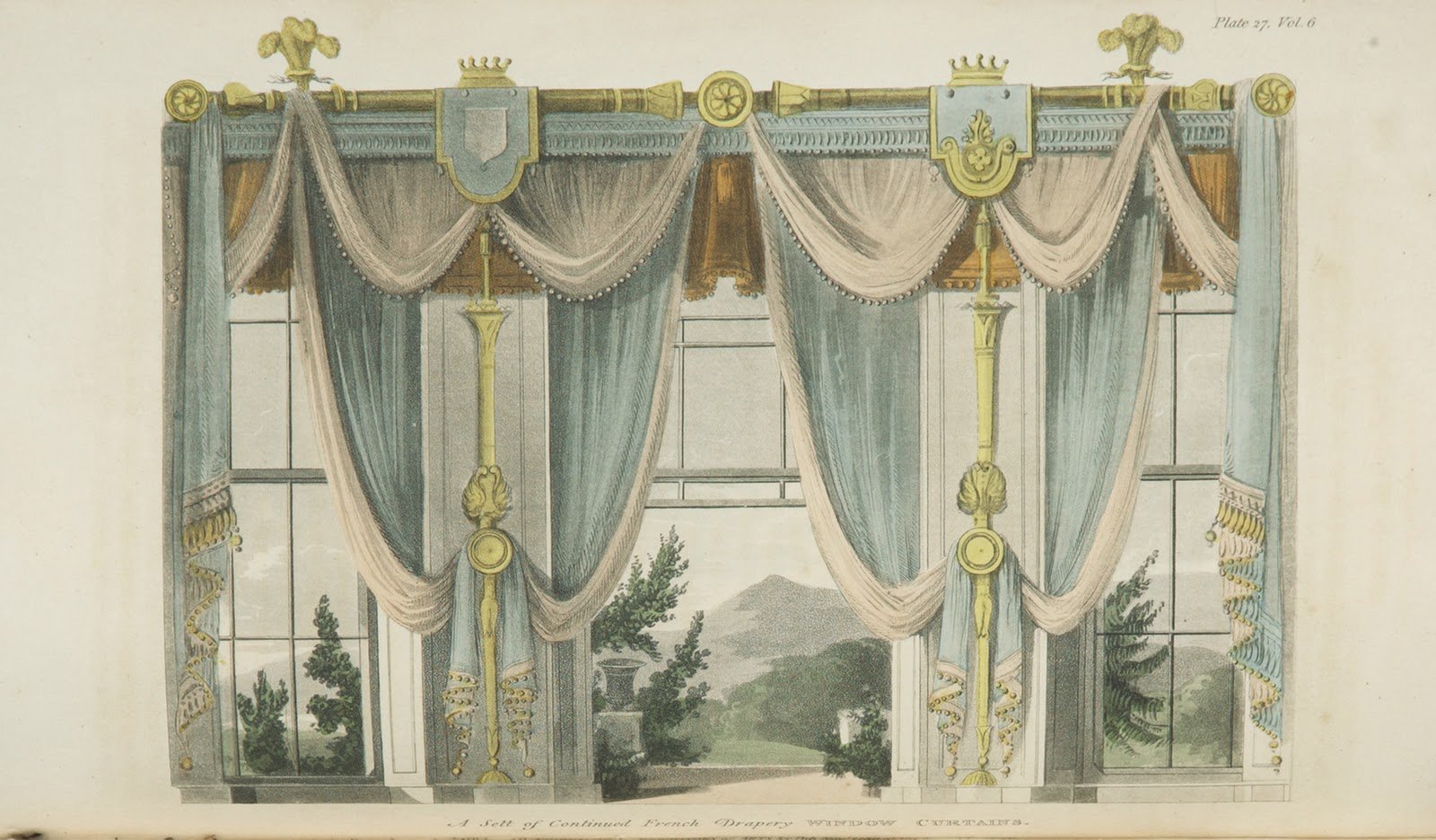 英国《Ackermann's Repository》杂志中摄政时期的窗帘