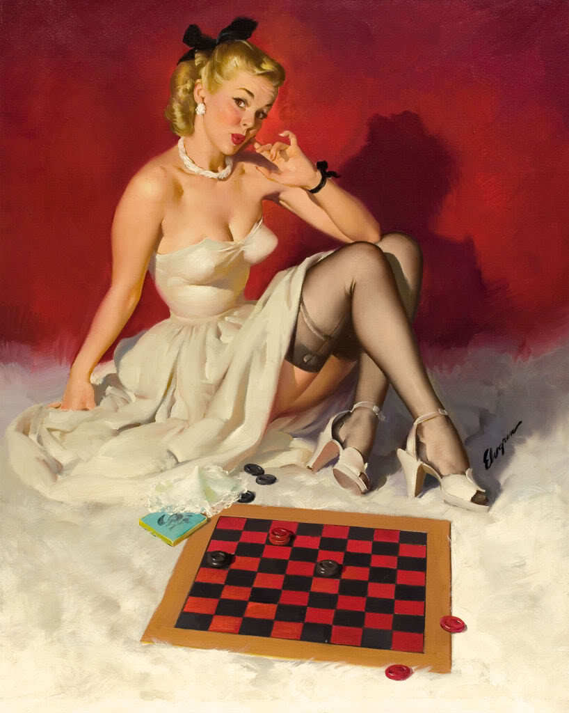 美国插画家Gil Elvren创作的经典红色画报女郎