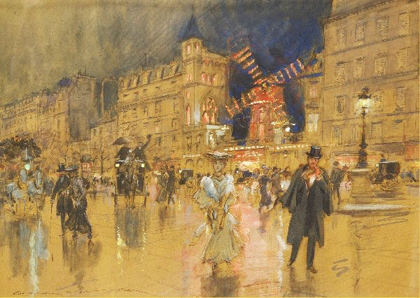 画家Georges stein笔下的巴黎街景