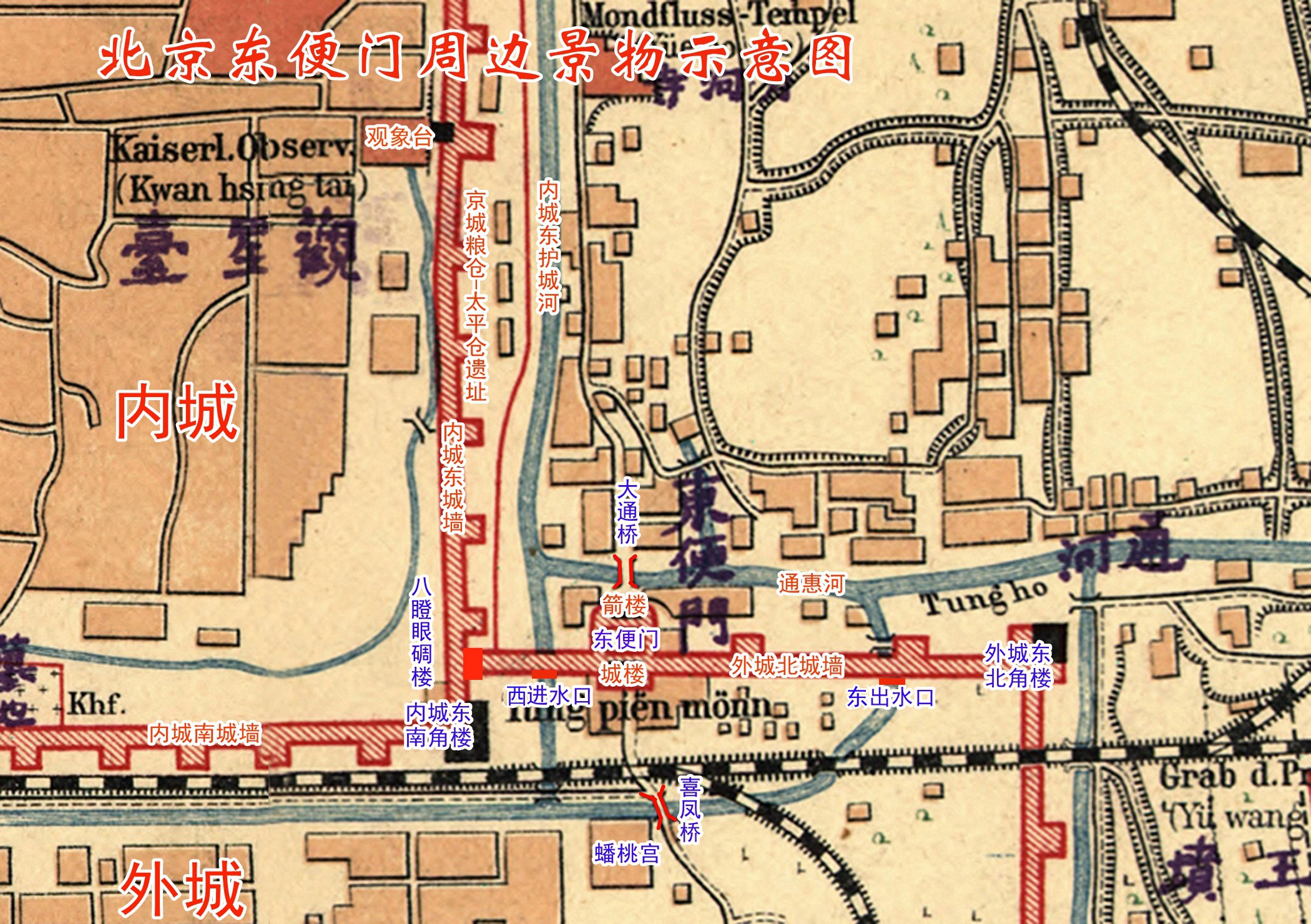 北京东便门周边景物示意图