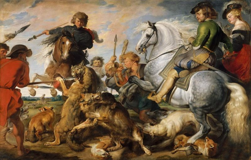 鲁本斯《Wolf and Fox Hunt》（捕猎狼和狐）
