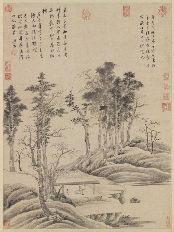 董其昌《临倪瓒东冈草堂图》轴
