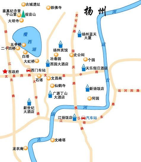 扬州主要景点地图