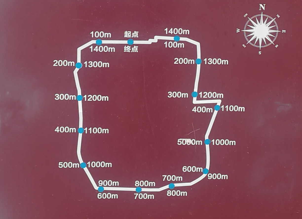 北京日坛公园健康步道起点到终点的路线图