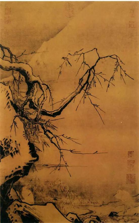 《雪滩双鹭图》 宋 马远
