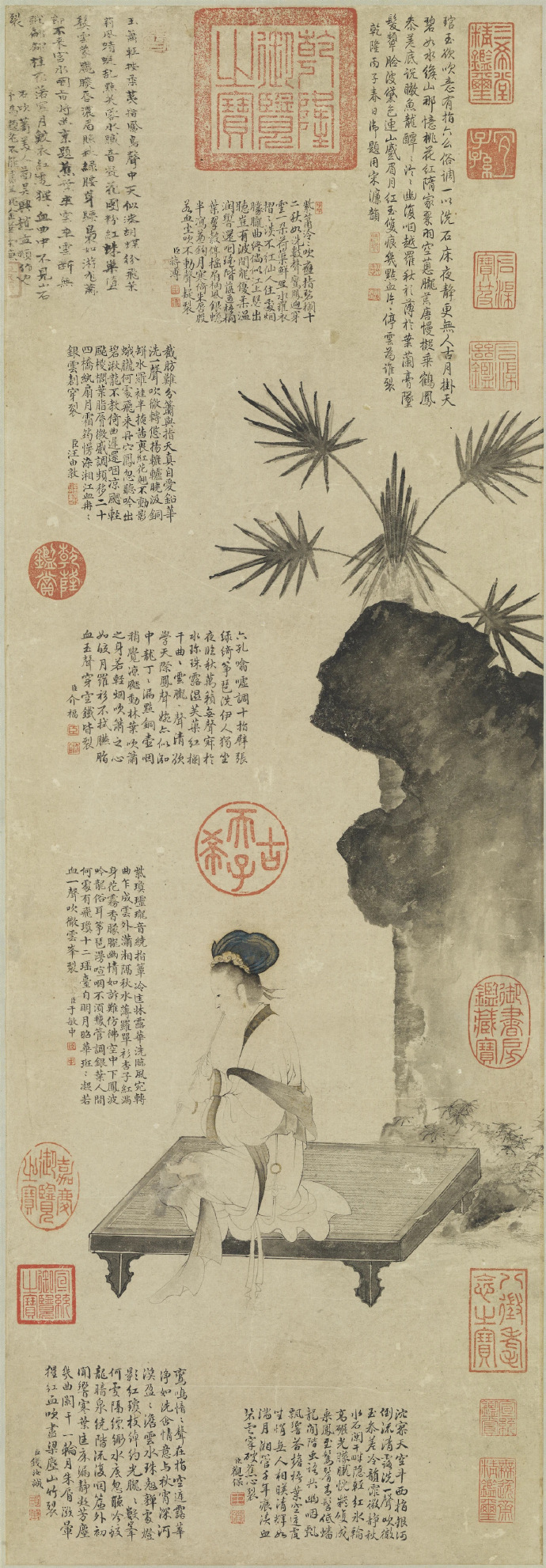 元 赵孟頫《吹箫士女图轴》