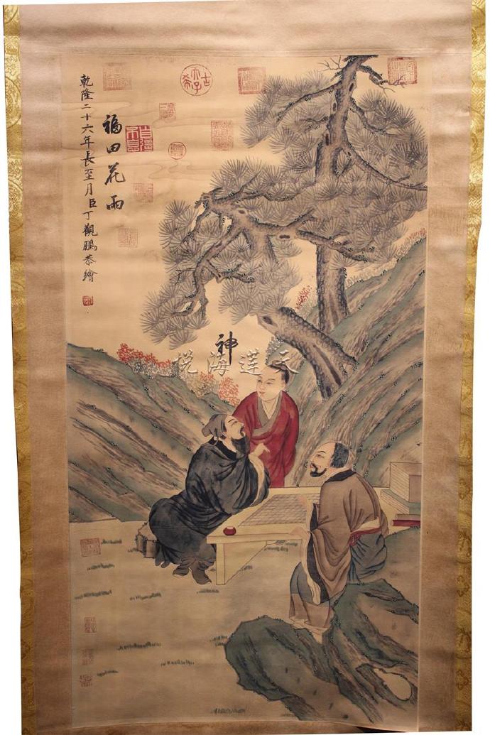 丁观鹏《福田花雨》