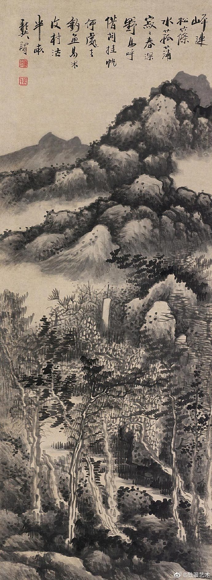 清 龚贤《松筱归帆图》