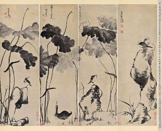 清 牛石慧《花鸟四条屏》