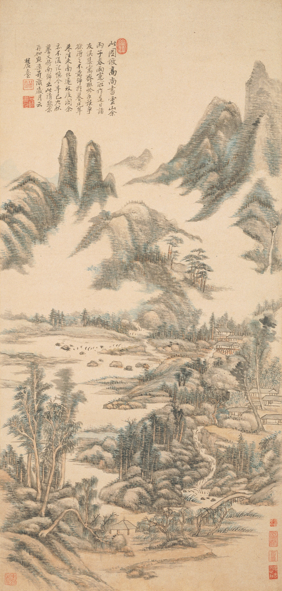 清 王原祁《仿高房山云山图》轴（上海博物馆藏）