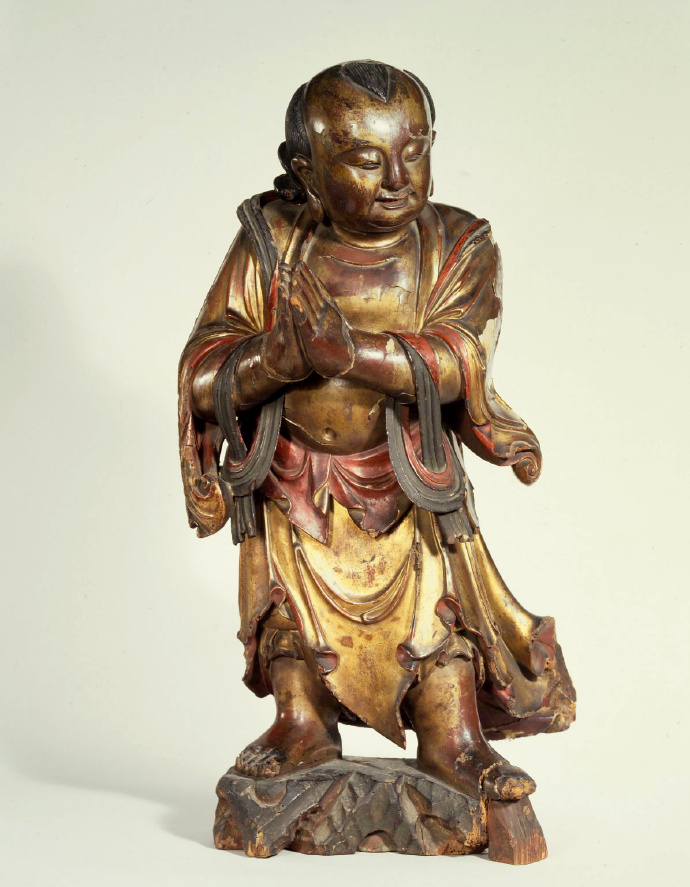 明代镀金彩绘木雕《善财童子立像》赏析（美国布鲁克林博物馆收藏