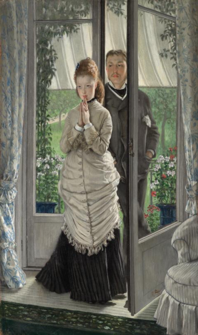 James Tissot《门前的两人》
