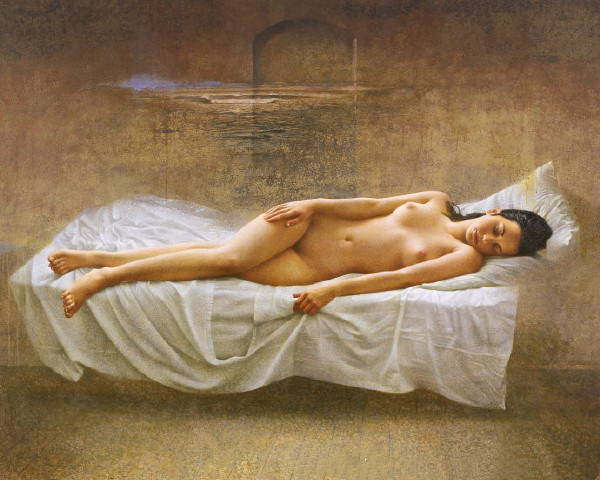 旅日画家李晓刚的女性裸体油画