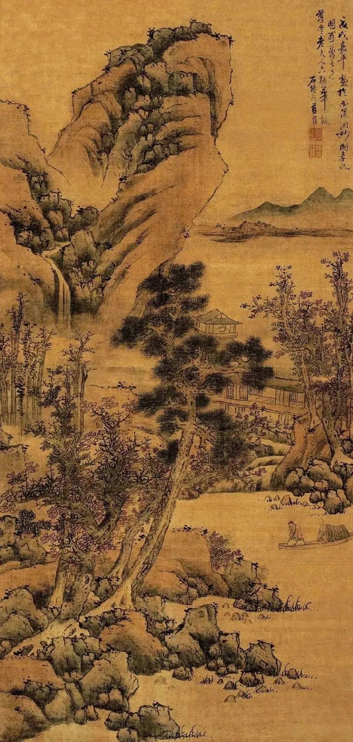 蓝瑛《冰谿千丈圖》立軸