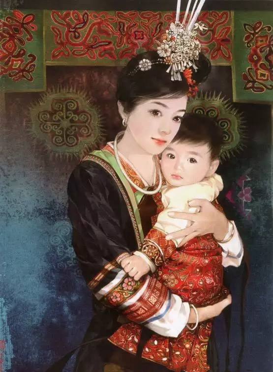 画家笔下的中华侗族美女