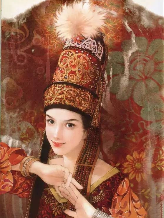 画家笔下的中华哈萨克族美女
