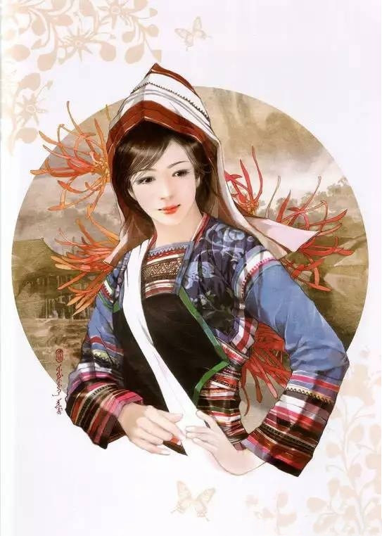 画家笔下的中华基诺族美女