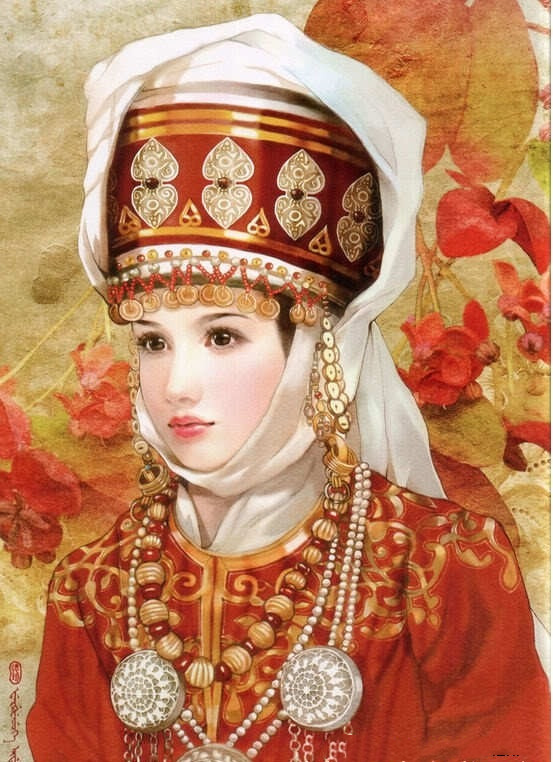 画家笔下的中华柯尔克孜族美女