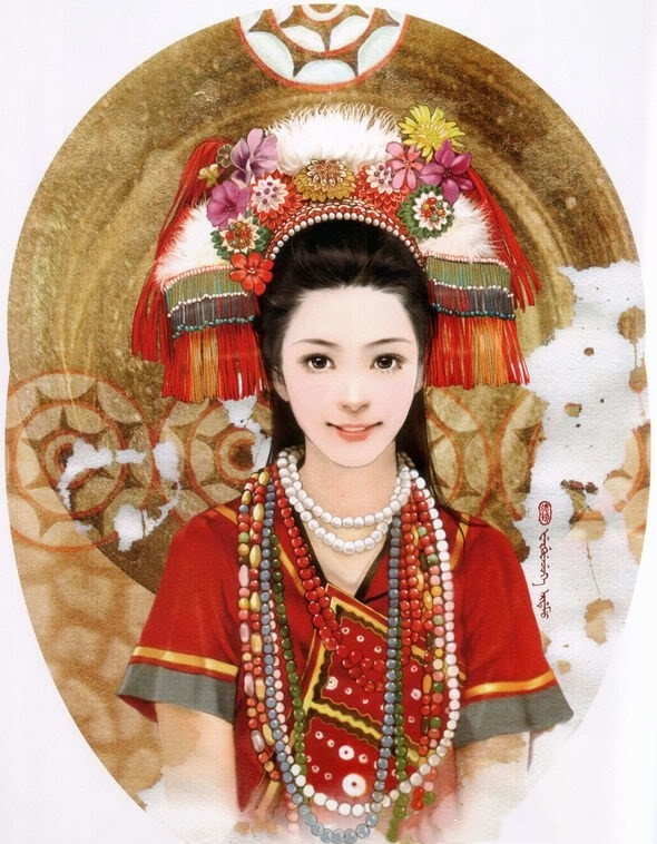 画家笔下的中华高山族美女