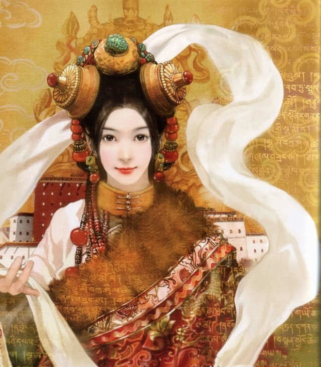 画家笔下的中华藏族美女