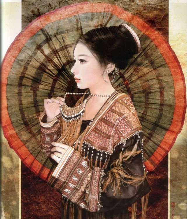 画家笔下的中华瑶族美女