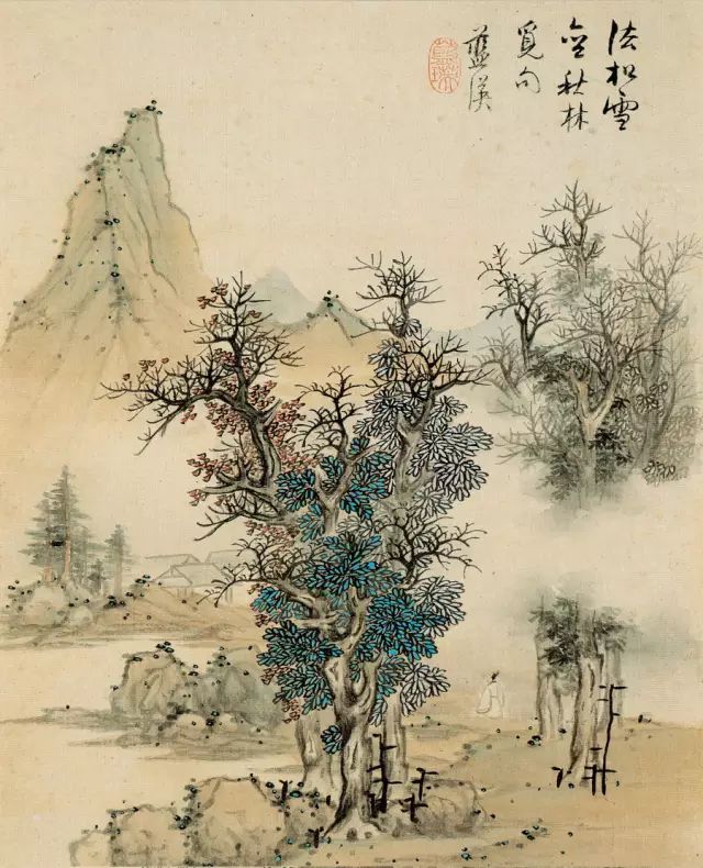 明.蓝瑛山水《法松雪斋秋林觅句》