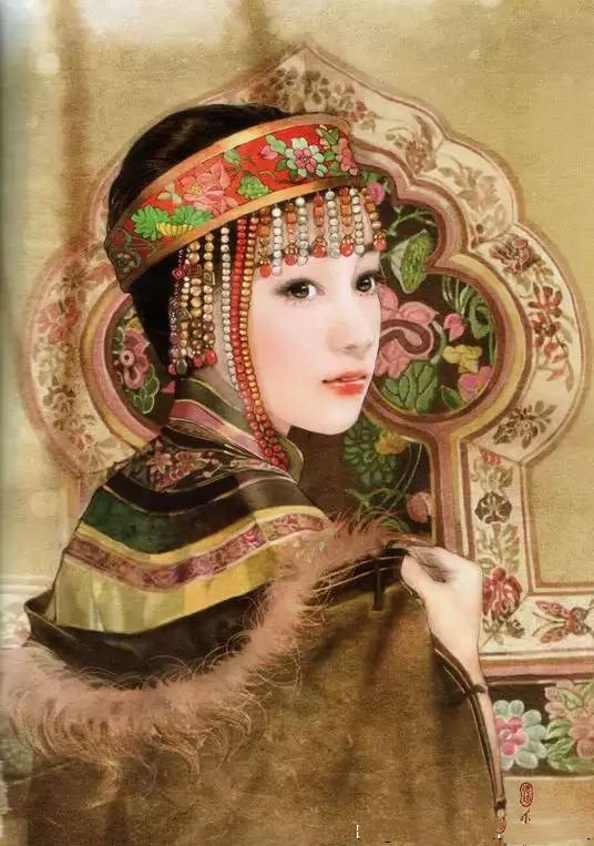 画家笔下的中华达斡尔族美女