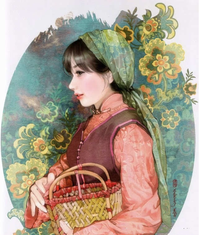 画家笔下的中华东乡族美女