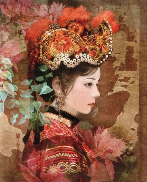 画家笔下的中华彝族美女