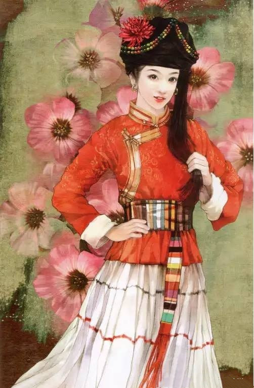 画家笔下的中华普米族美女
