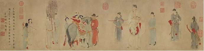 钱选《杨贵妃上马图》