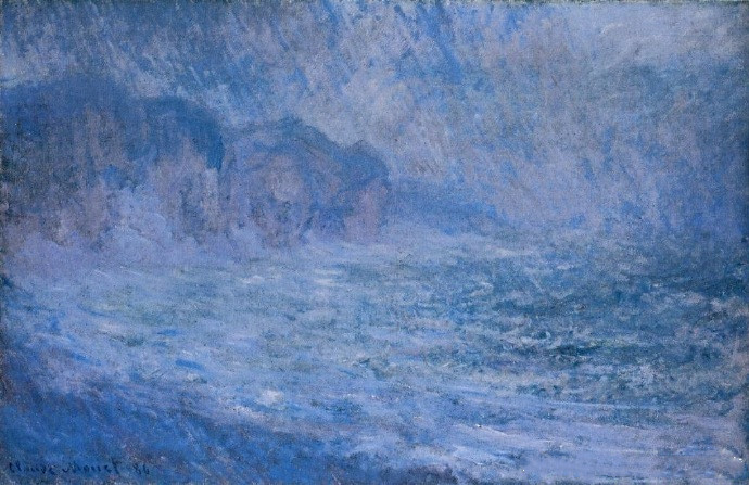 莫奈《帕维勒的悬崖，雨天》（Cliffs at Pourville, Rain）
