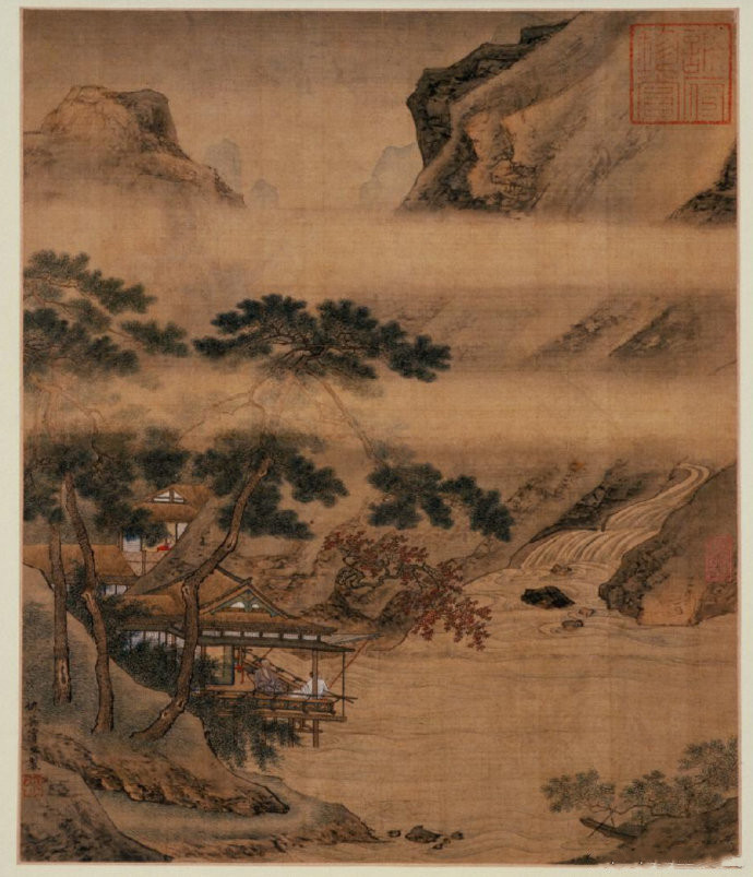 明.仇英《临溪水阁图》