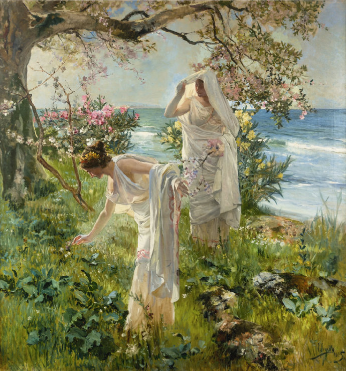 沙滩上的希腊女孩Sorolla
