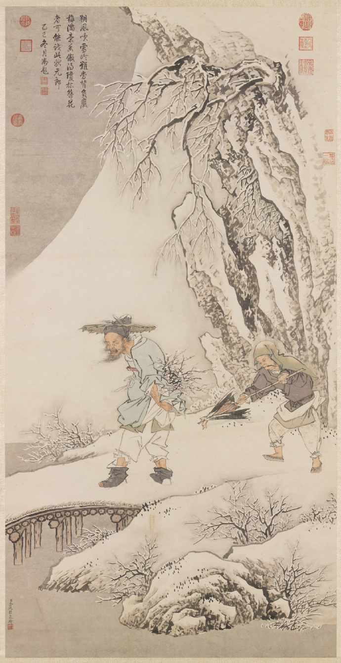 《钟馗探梅图》轴，清，金廷标