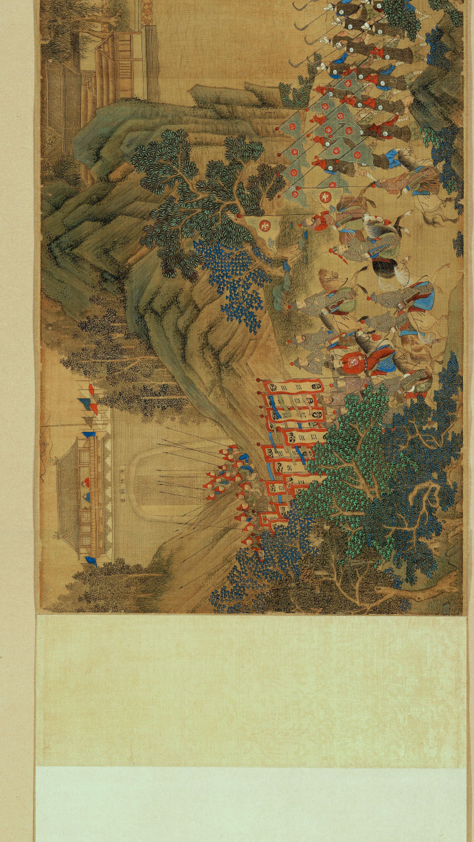 明代剿倭图卷，绢本设色，日本东京大学史料编纂所藏。
