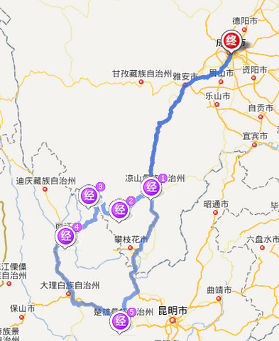 成都泸沽湖丽江楚雄小环线自驾行程