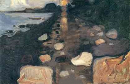 爱德华·蒙克《Moonlight On The Shore》（海滩上的月光）