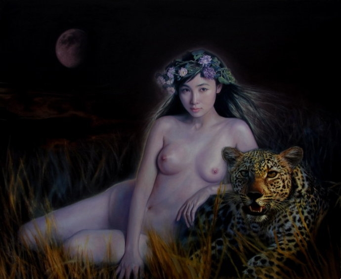 中国画家人体油画；东方神女