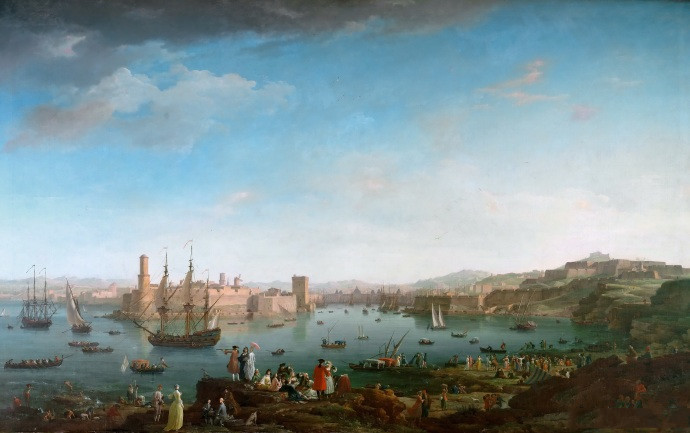 克洛德·约瑟夫·韦尔内（Claude Joseph Vernet）《马赛港入口》