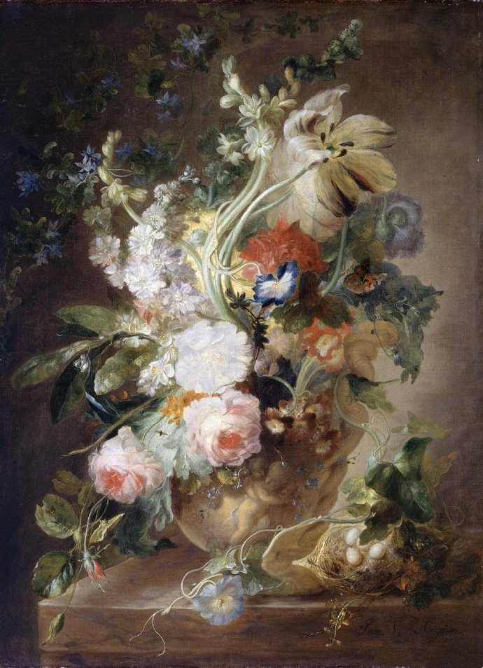 扬·梵·海以森《瓶花》