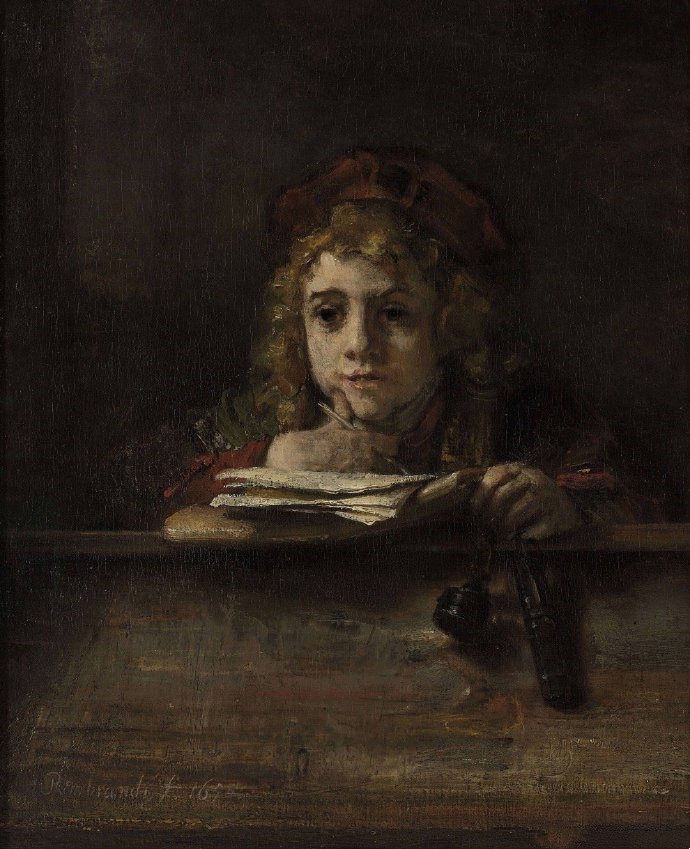 伦勃朗《书桌前的提图斯》（Titus At His Desk）