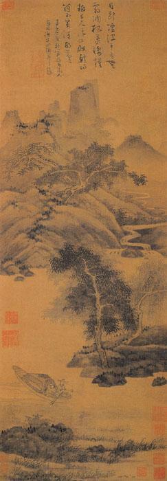 元吴镇《渔夫图》《松泉图》