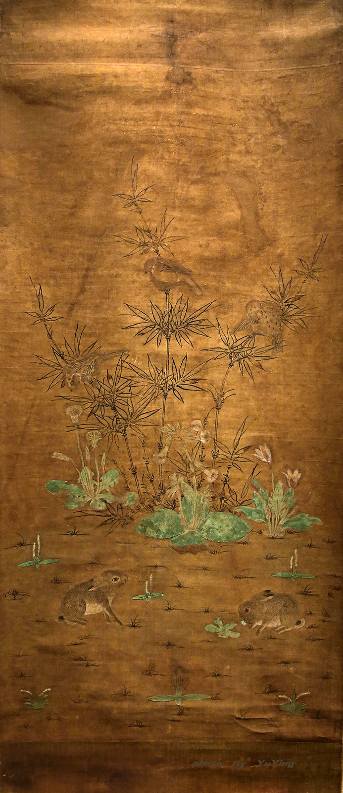 辽代《竹雀双兔图周》