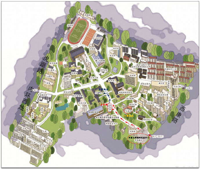 河海大学校本部的地图