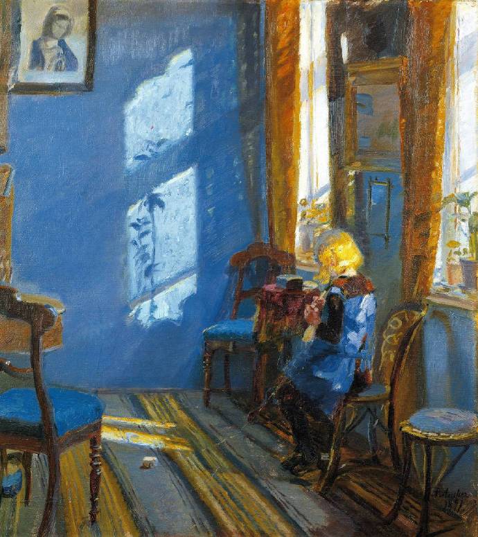 Anna Ancher《Sunlight In The Blue Room》